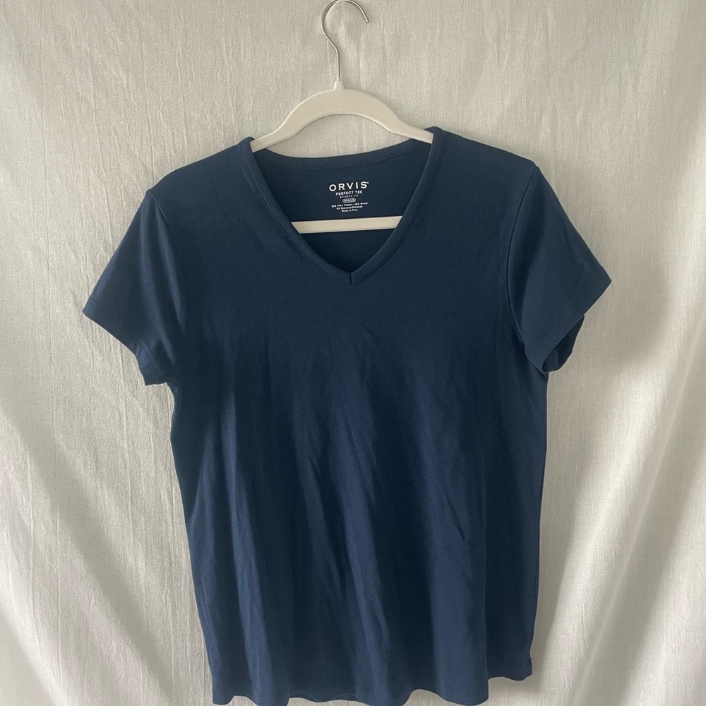 Orvis Women's Dark Blue V-Neck Tee